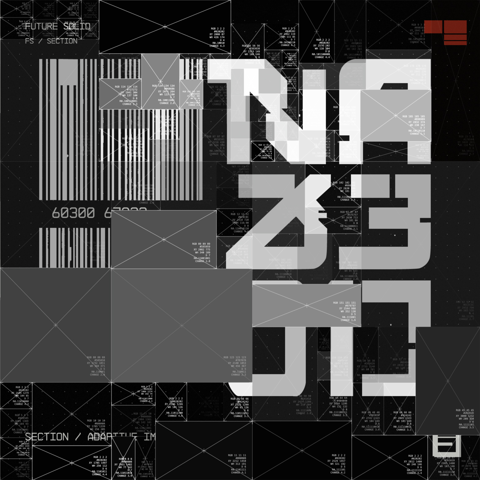 Black Future Solid composition with fine subdivisions and graphic lettering